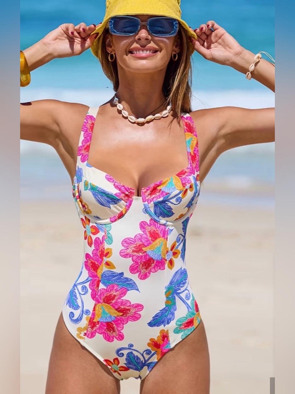 Cupshe Women’s One piece cute underwire floral print swimsuit small NWT